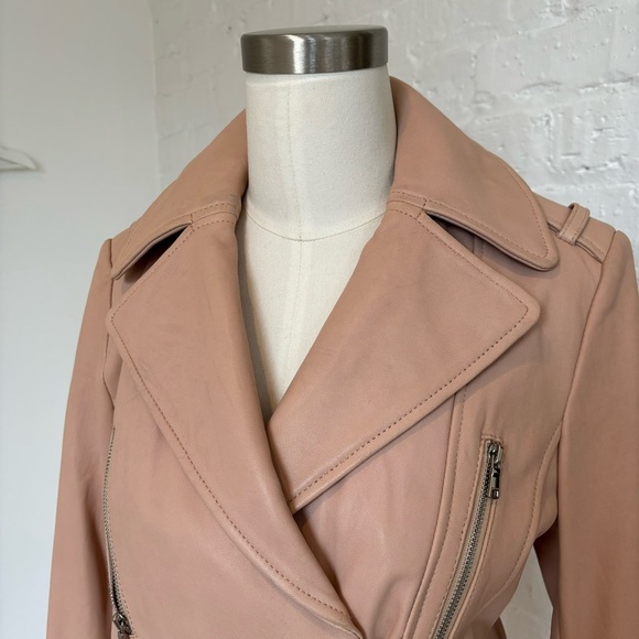 Cole Haan Pastel Pink Leather Moto Jacket - Picture 8 of 16